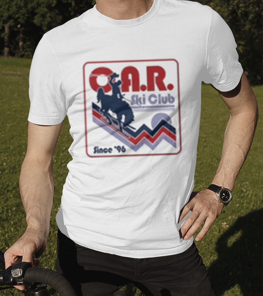 O.A.R. Ski Club Since 1996 Retro Design With Skier And Sun Motif T-Shirt
