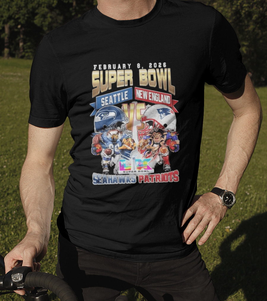 Seahawks Patriots February 8 2026 Super Bowl LX Seattle New England Matchup T-Shirt