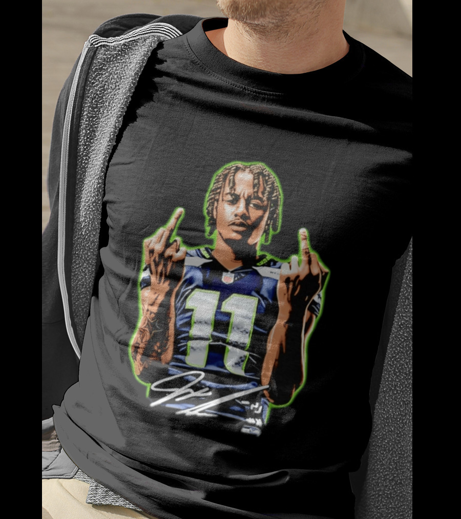 Jaxon Smith Njigba Seattle Seahawks 11 Middle Finger Gesture T-Shirt