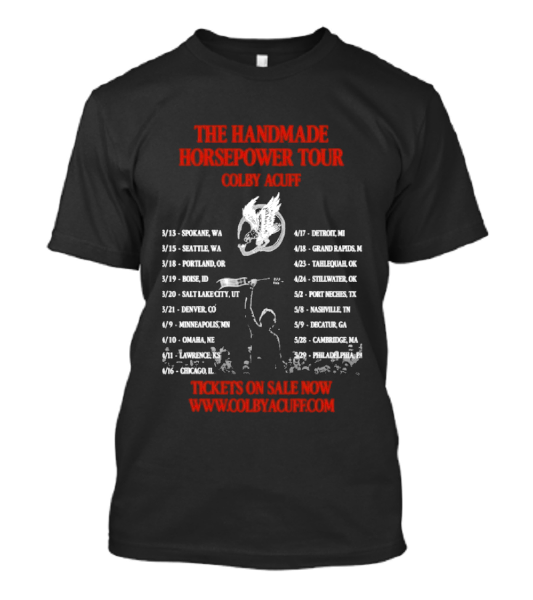 Colby Acuff The Handmade Horsepower Tour Dates 2026 Tickets On Sale Now T-Shirt