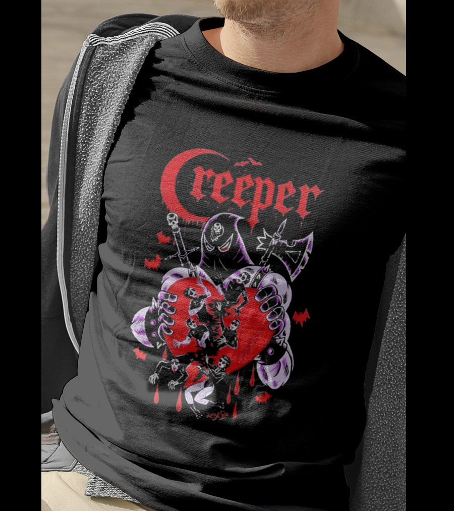 Creeper Sol Rac Valentines Heart And Skeletons 2026 T-Shirt