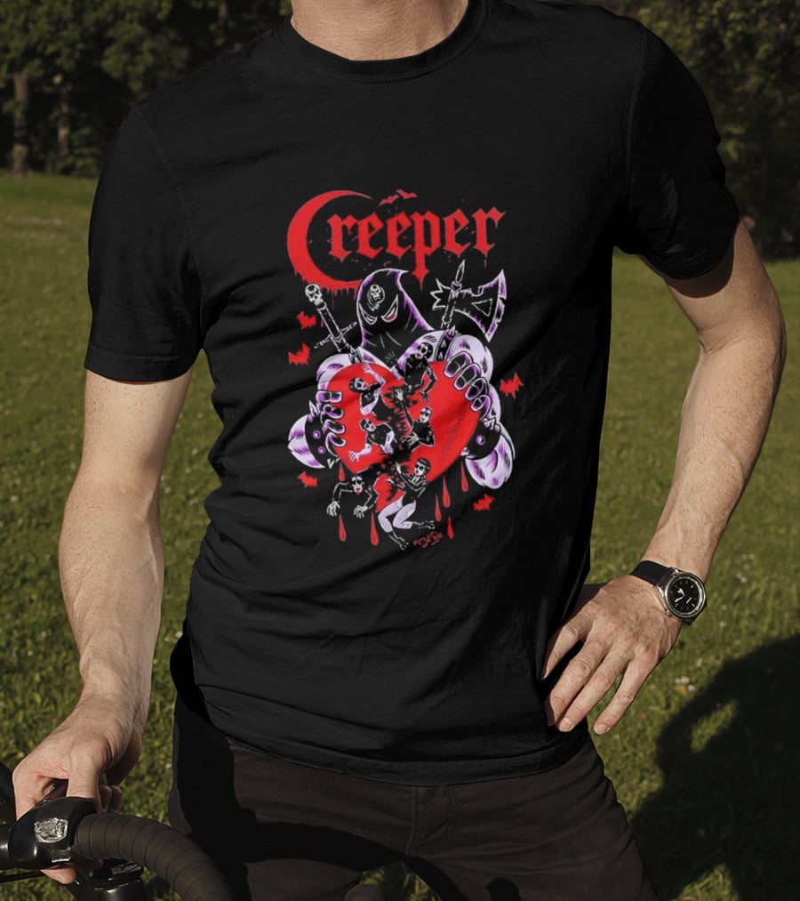 Creeper Sol Rac Valentines Heart And Skeletons 2026 T-Shirt
