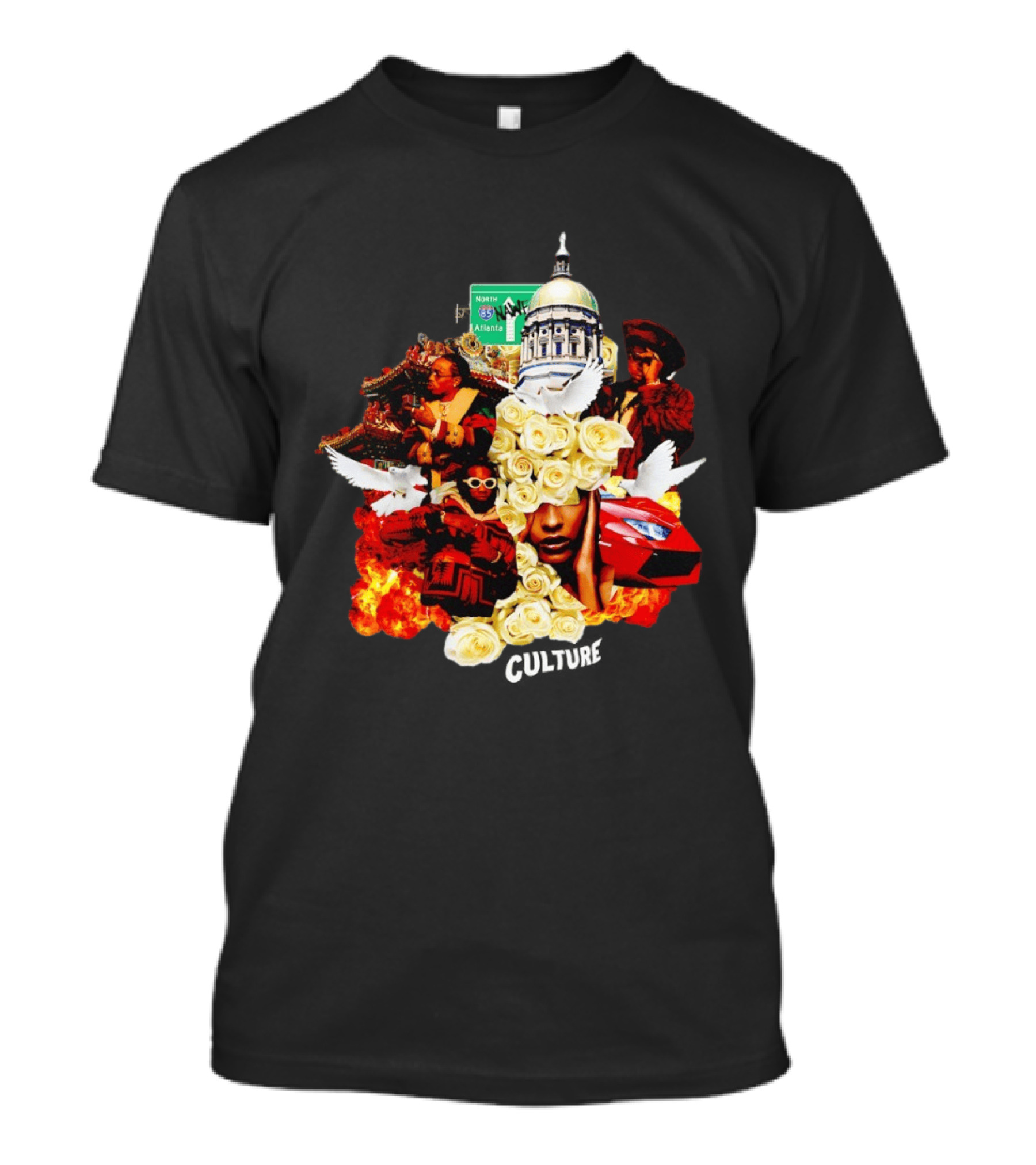 Culture Band Roses Album Iconic Atlanta North 85 Collage T-Shirt