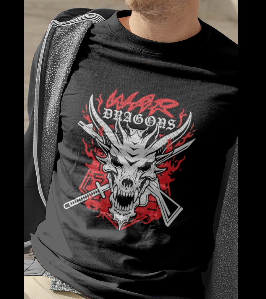 Shingo Takagi Drilla Maloney War Dragons White Skull Red Flames T-Shirt