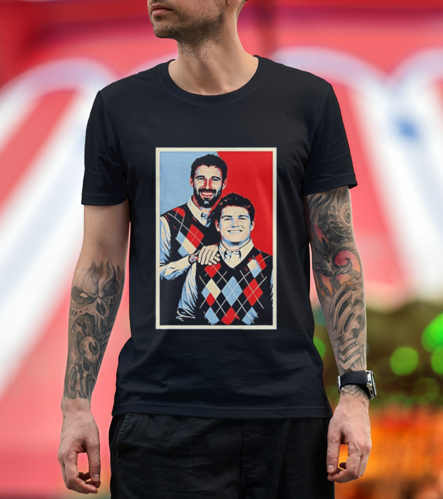 Mike Vrabel Drake Maye New England Patriots Football Hope Iconic Argyle Sweater T-Shirt