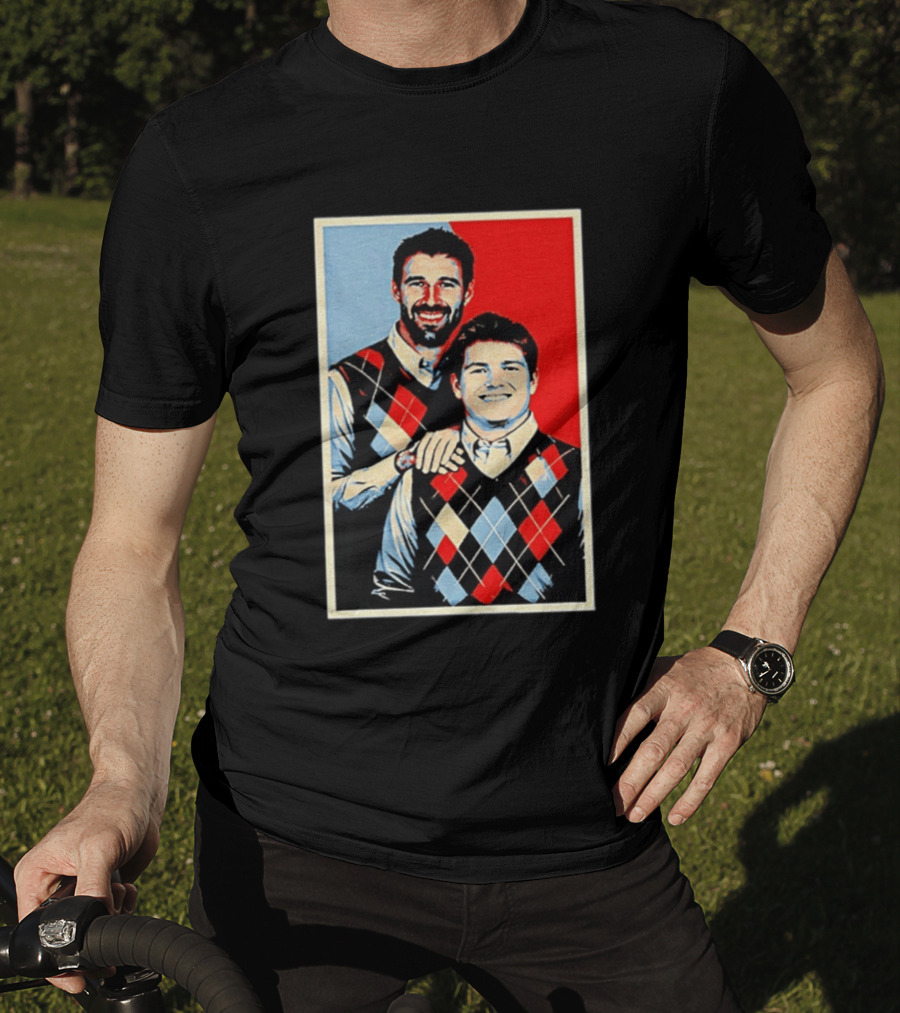 Mike Vrabel Drake Maye New England Patriots Football Hope Iconic Argyle Sweater T-Shirt