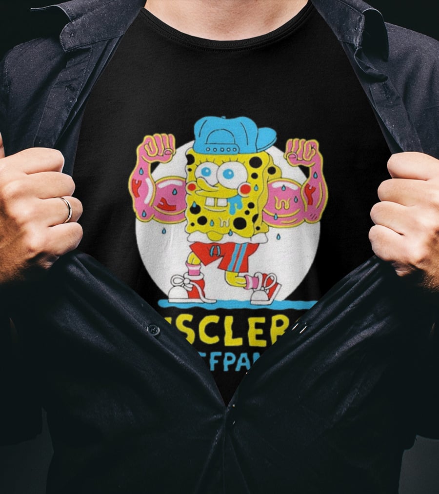 Musclebob Buffpants Flexing Cartoon Character Vibrant Athletic T-Shirt