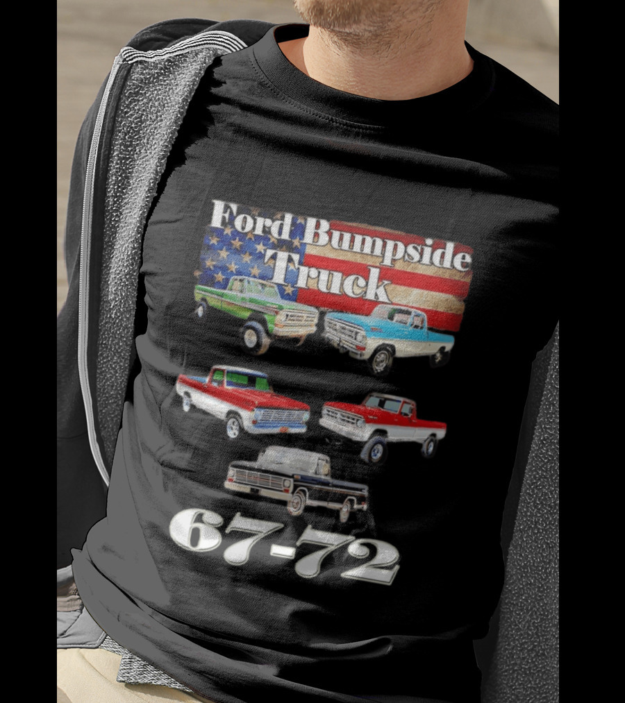 Ford Bumpside Truck 67 72 American Flag Classic Pickup Collection T-Shirt