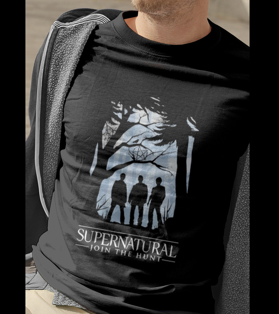 Supernatural Join The Hunt Silhouettes In Forest Scene T-Shirt