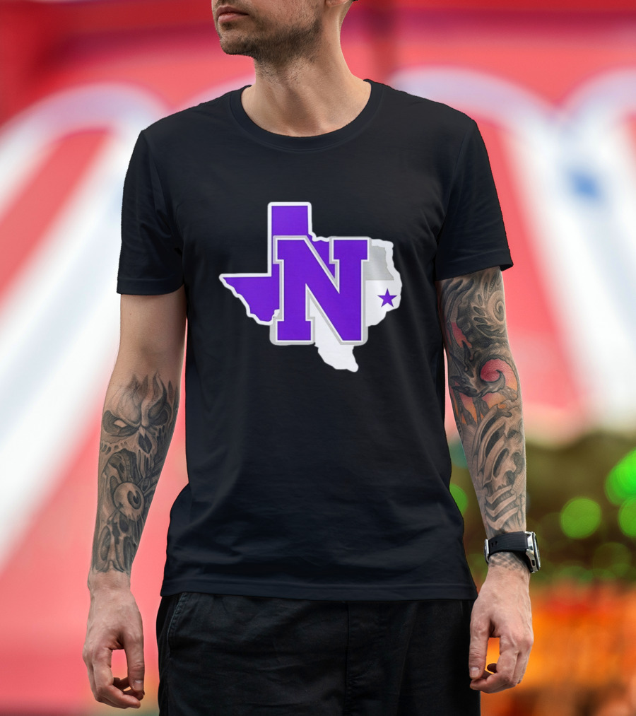 Norton High School Football Texas Map Purple N Star T-Shirt
