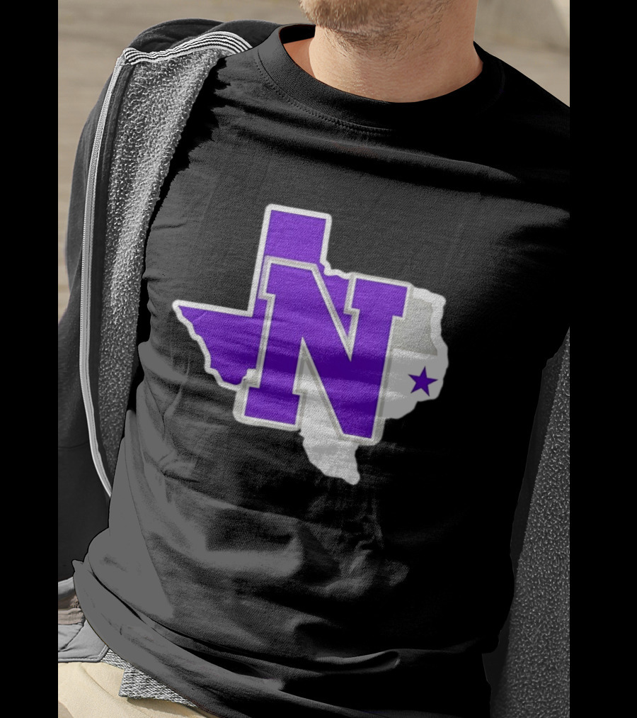 Norton High School Football Texas Map Purple N Star T-Shirt