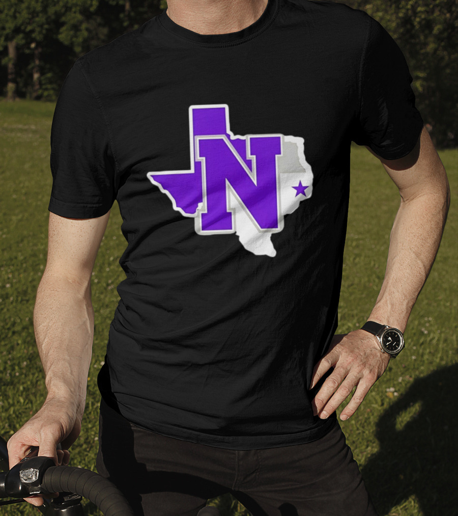 Norton High School Football Texas Map Purple N Star T-Shirt