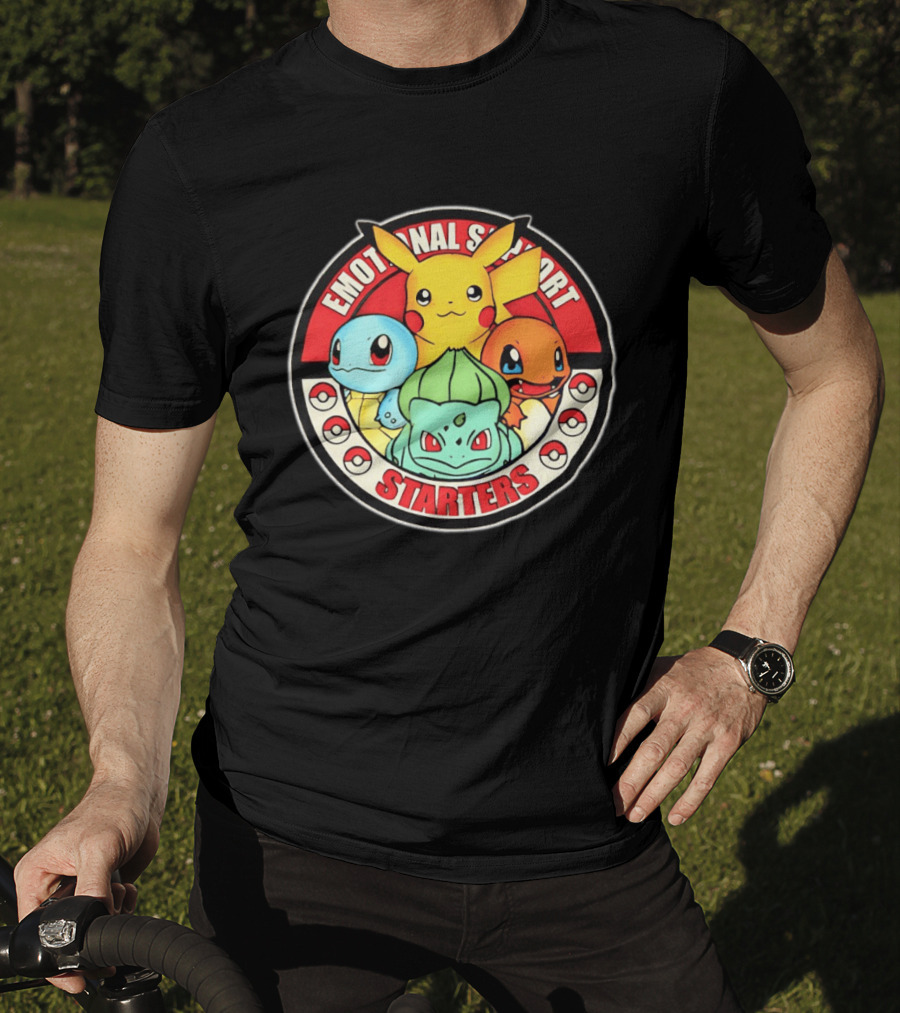 Emotional Support Starters Pikachu Squirtle Charmander Bulbasaur T-Shirt