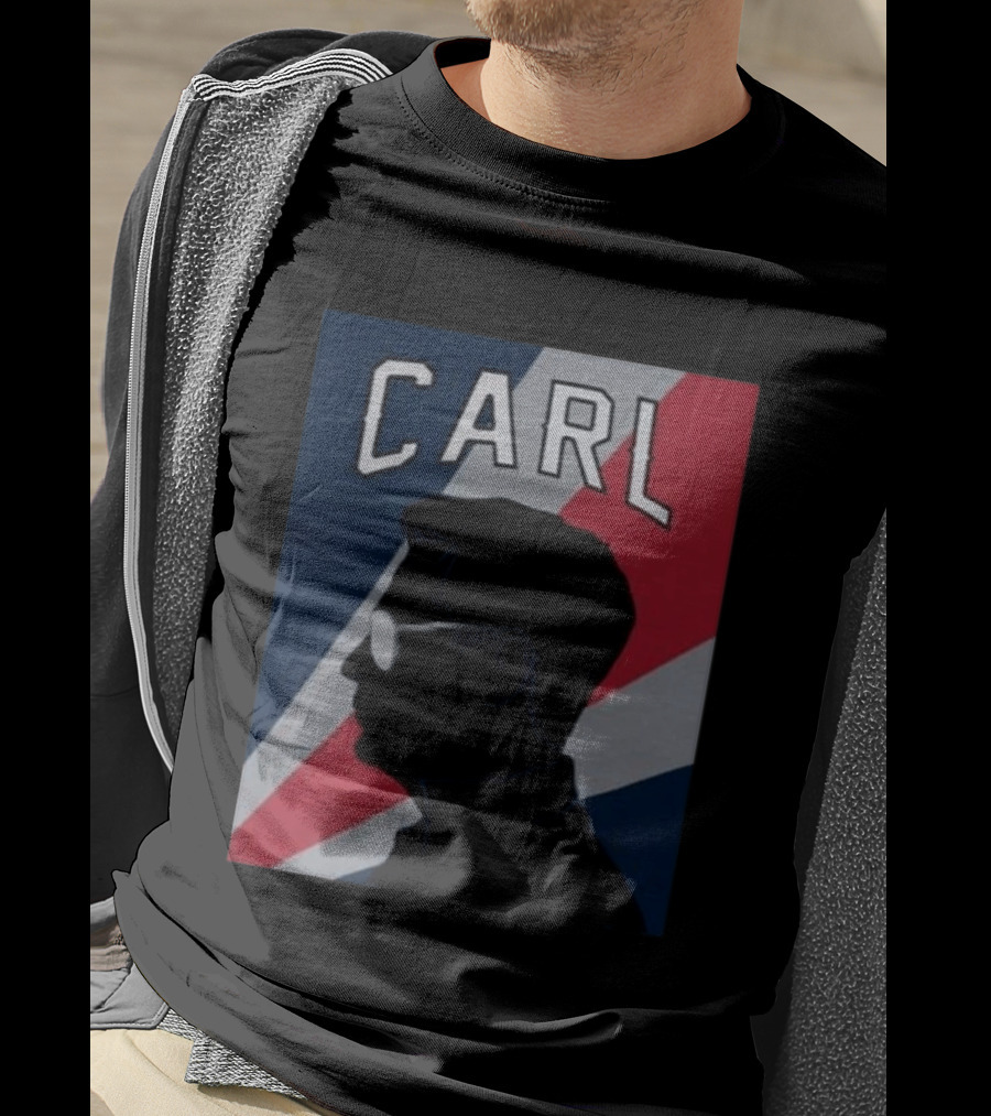 CARL Silhouette With Red And Blue Angled Stripes T-Shirt