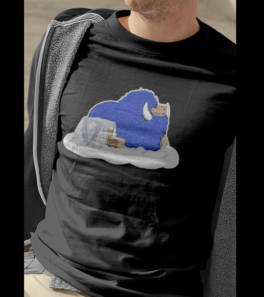Tom Grossi Frederick The Bison Cozy Snow Scene T-Shirt