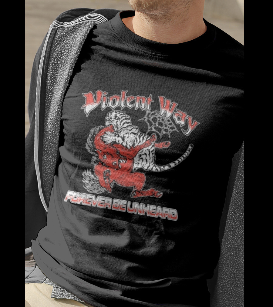 Violent Way Forever Be Unheard Tiger Red Devil Wrestling Tiger Spiderweb T-Shirt