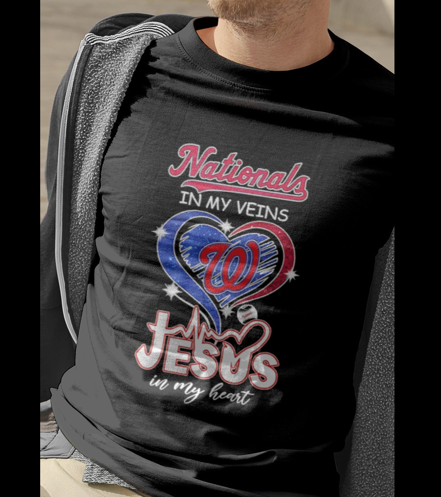 Nationals In My Veins W Heart Jesus In My Heart T-Shirt