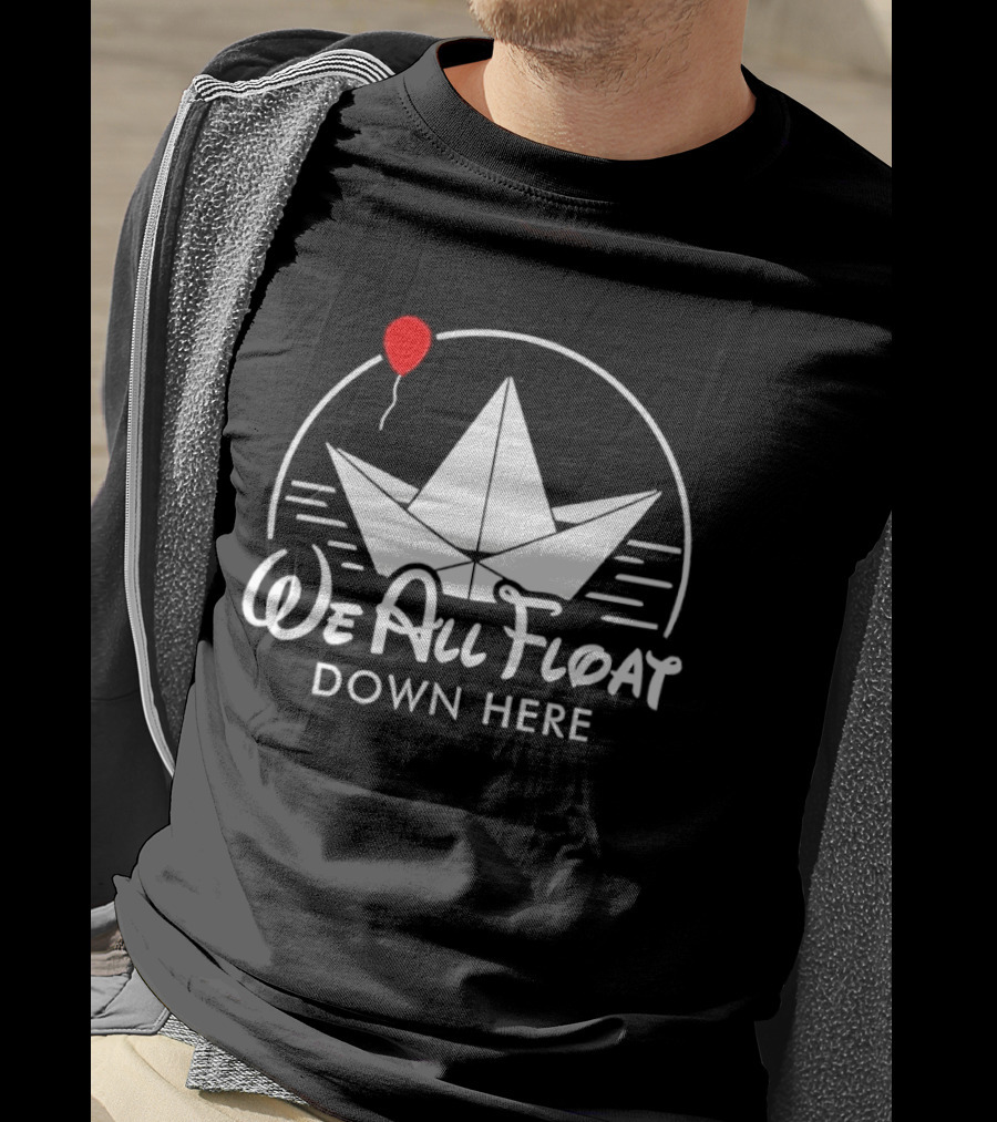 We All Float Down Here Red Balloon Paper Boat T-Shirt