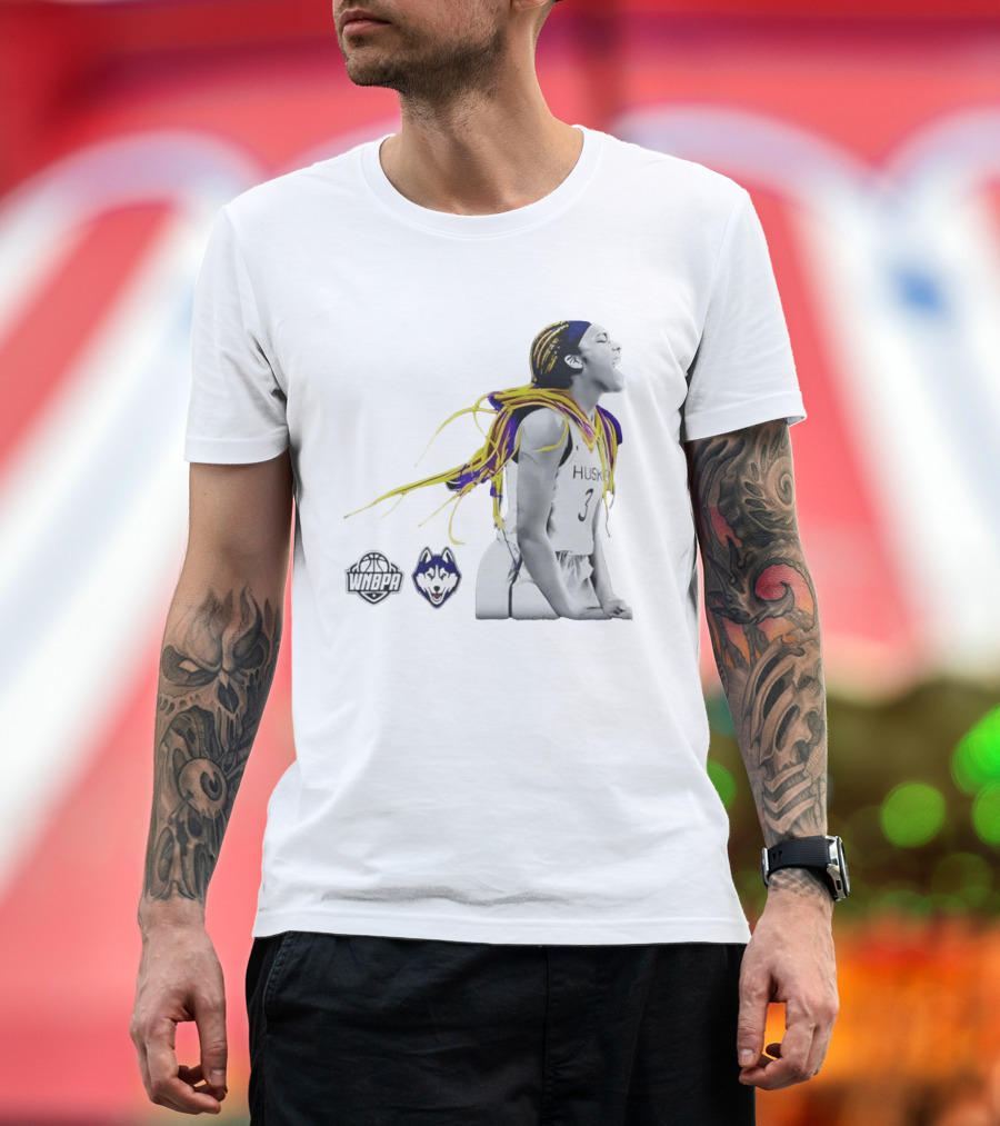 Aaliyah Edwards UConn Huskies WNBPA Athlete with Vibrant Hair T-Shirt
