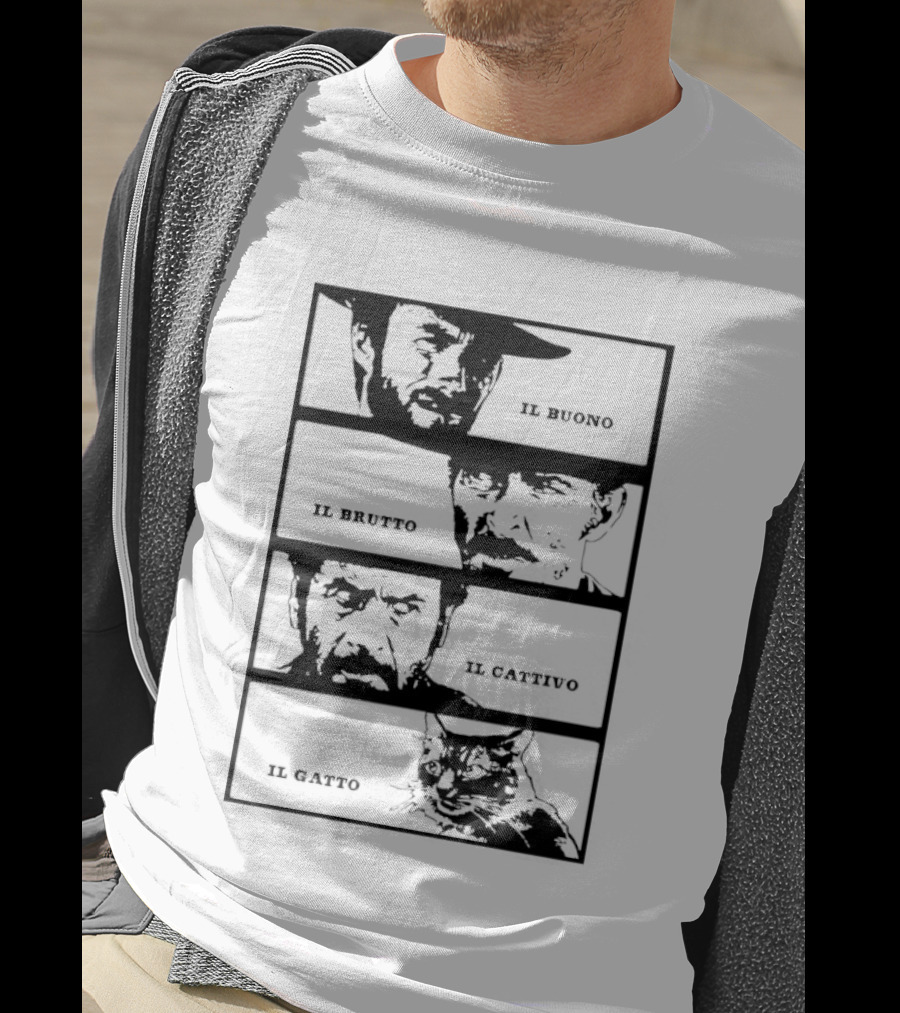 Four Amigos Il Buono Il Brutto Il Cattivo Il Gatto Classic Movie T-Shirt