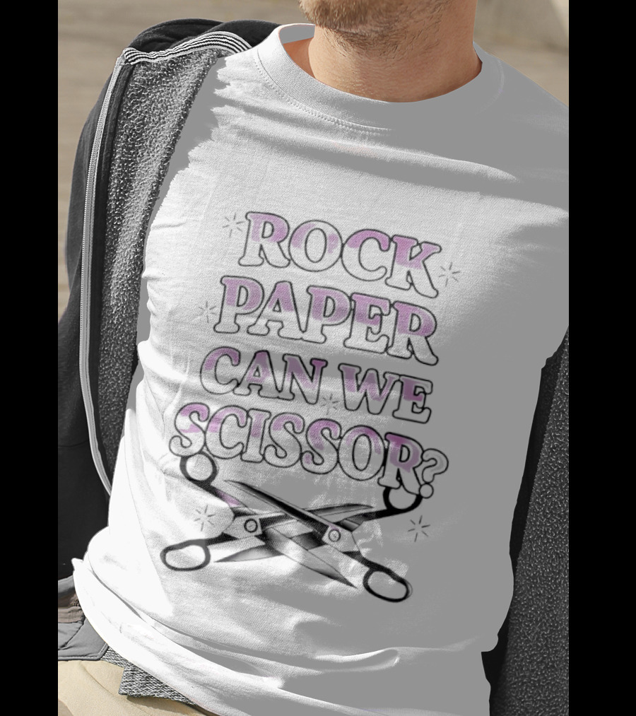 Rock Paper Can We Scissor Fun Playful Phrase With Scissors T-Shirt