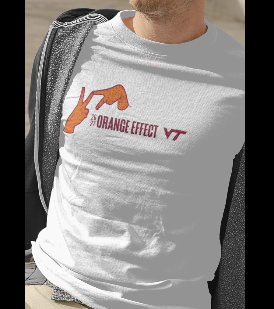 Virginia Tech Hokies 2026 2027 Orange Effect Hand Sign VT T-Shirt