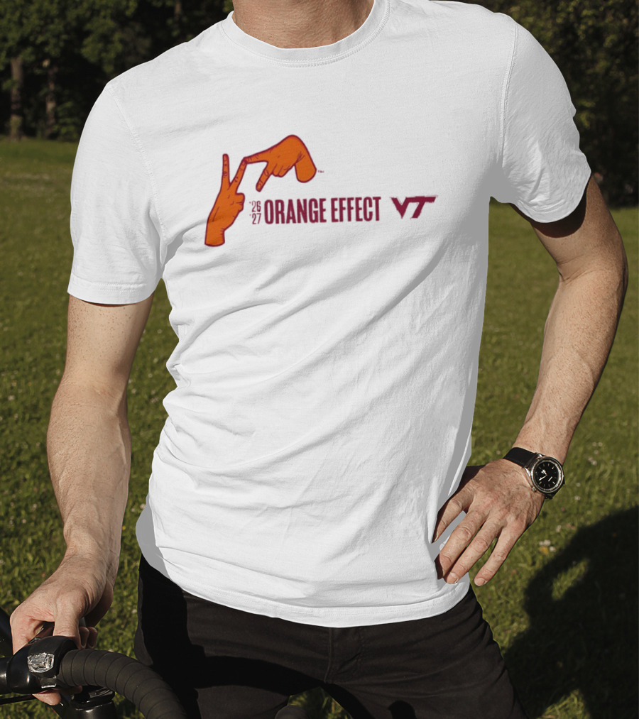 Virginia Tech Hokies 2026 2027 Orange Effect Hand Sign VT T-Shirt