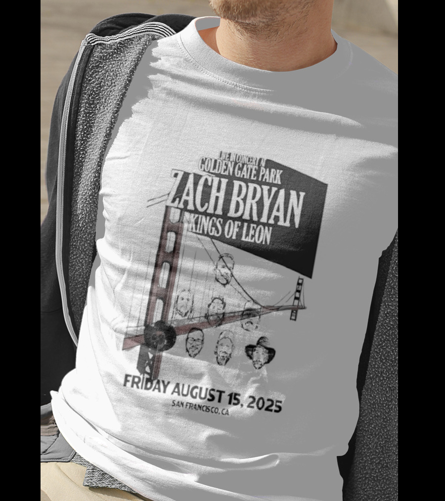 Zach Bryan Kings Of Leon Golden Gate Park San Francisco August 15 2025 Tour T-Shirt