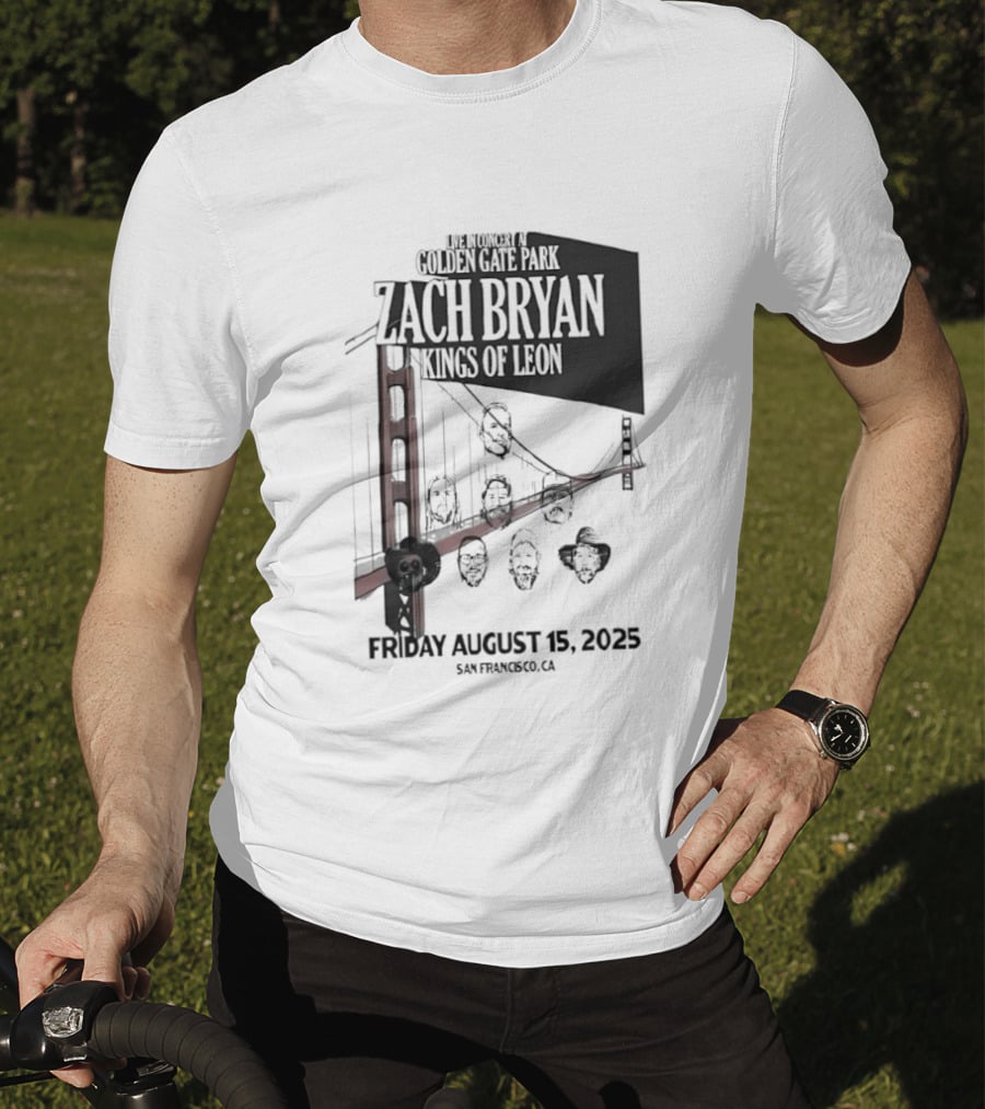 Zach Bryan Kings Of Leon Golden Gate Park San Francisco August 15 2025 Tour T-Shirt