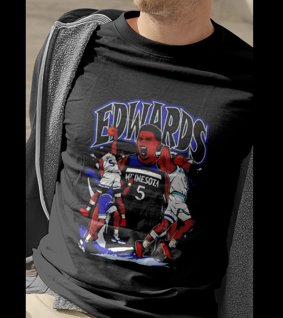 Edwards Minnesota 5 Anime Basketball Sports T-Shirt