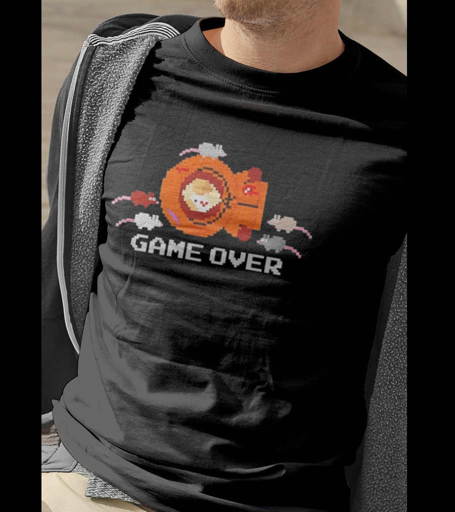 Astronaut Cat Game Over Pixel Art With Space Mice T-Shirt