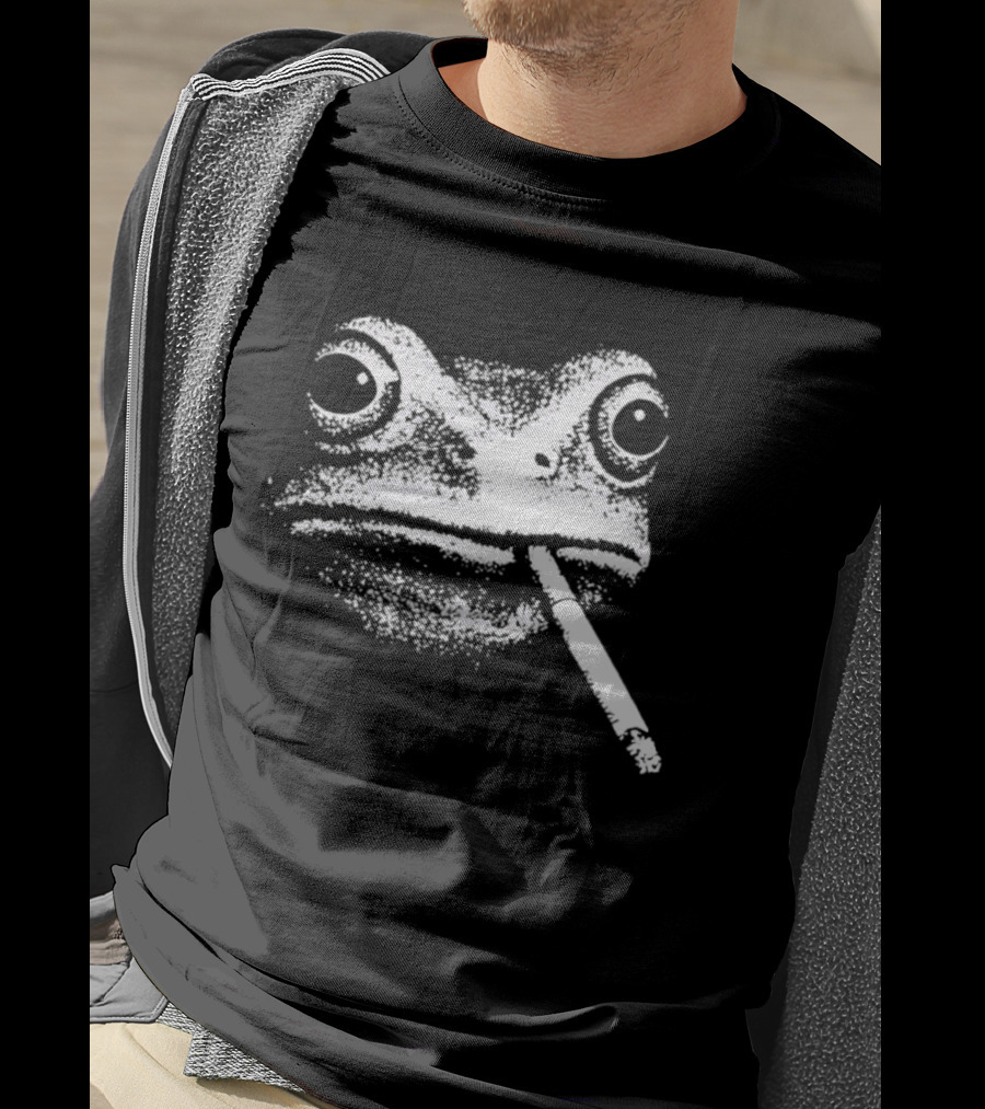 Frog Smoking Cigarette Sketch T-Shirt