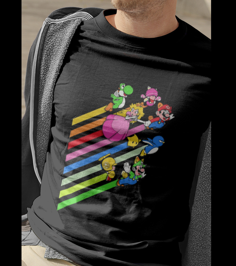 Super Mario Yoshi Princess Peach Rainbow Flight Adventure T-Shirt