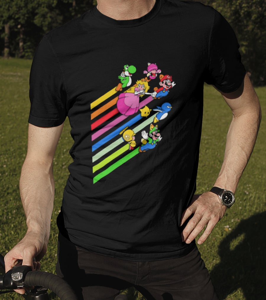 Super Mario Yoshi Princess Peach Rainbow Flight Adventure T-Shirt