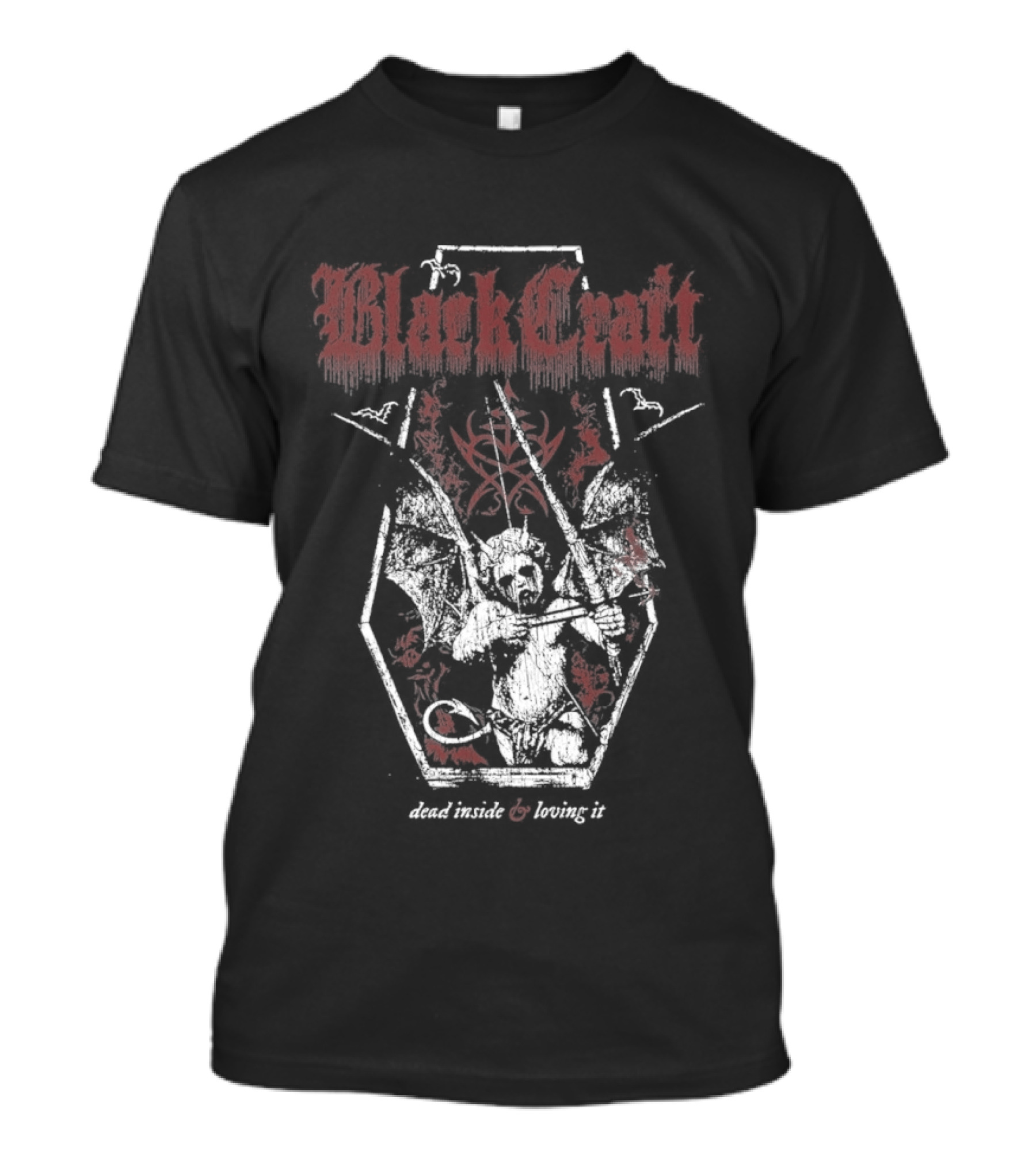 BlackCraft Dead Inside And Loving It Skeleton Coffin Occult Aesthetic T-Shirt