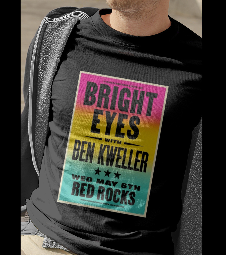 Bright Eyes Ben Kweller Red Rocks May 6 Morrison CO 21 Years Of Wide Awake Digital Ash T-Shirt