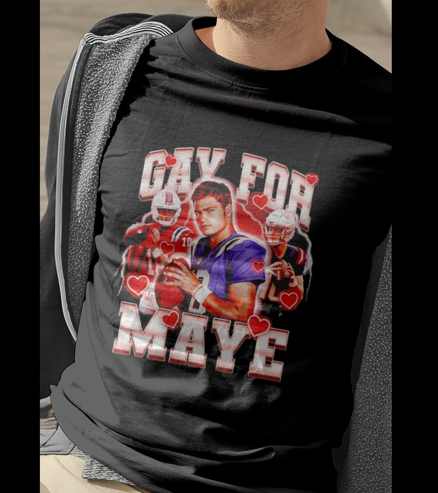 Gay For Maye Football Hearts Player T-Shirt