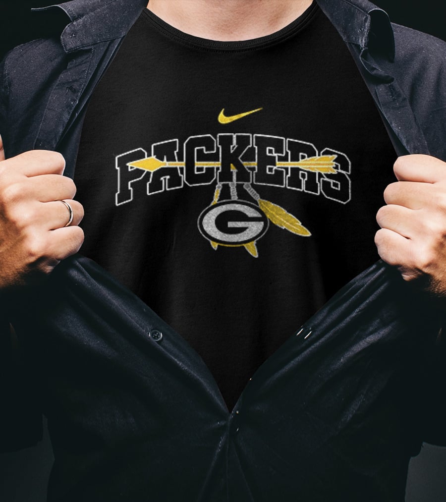 Green Bay Packers Nike Native American Heritage Month Arrowhead Feathers T-Shirt