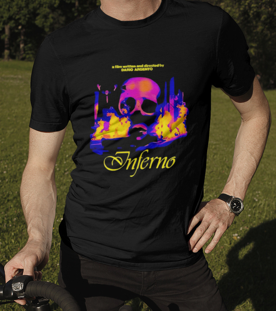 Inferno 80s Horror Skull Flames Psychedelic T-Shirt