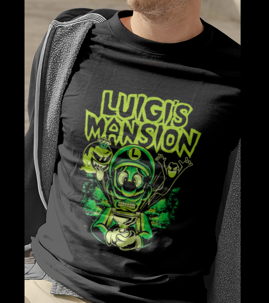 Luigi's Mansion Mario Game Character Neon Ghost T-Shirt