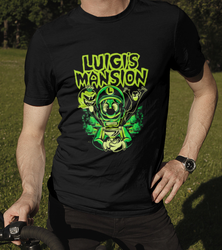 Luigi's Mansion Mario Game Character Neon Ghost T-Shirt