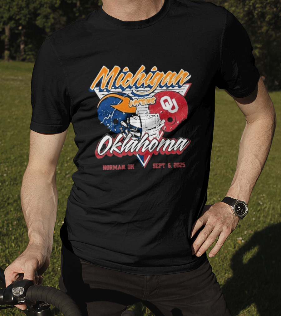 Michigan Wolverines Vs Oklahoma Sooners Football Gameday 2025 Norman SEPT 6 Sports Rivalry T-Shirt