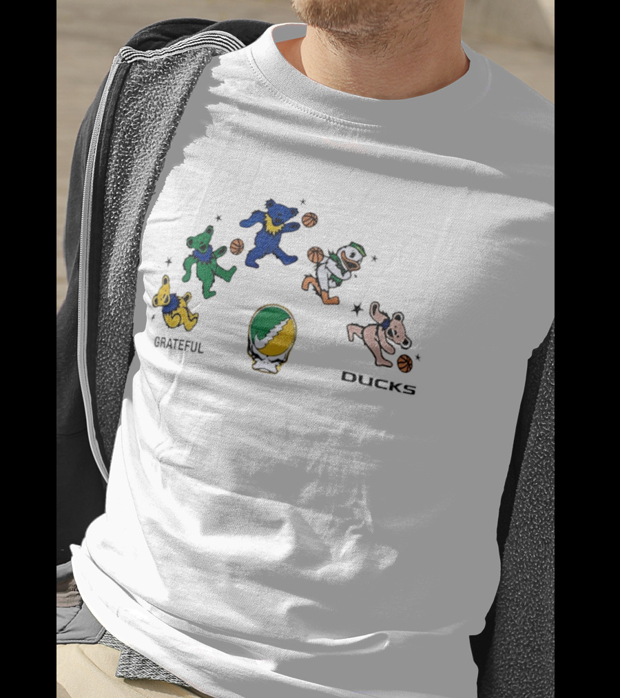 Grateful Dead Dancing Bears Oregon Ducks Basketball Collaboration T-Shirt