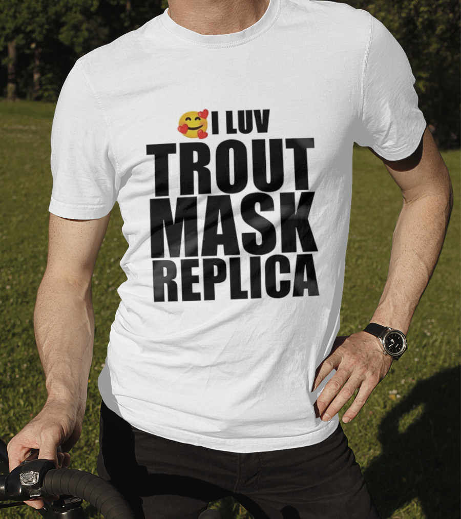 I Luv Trout Mask Replica Emoji Hearts T-Shirt