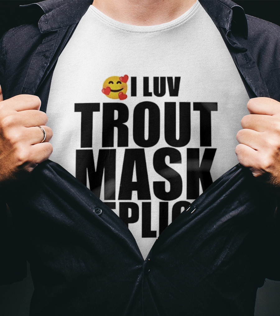 I Luv Trout Mask Replica Emoji Hearts T-Shirt