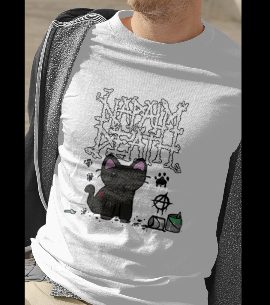 Napalm Death There Is No Authority But Cats Black Cat T-Shirt