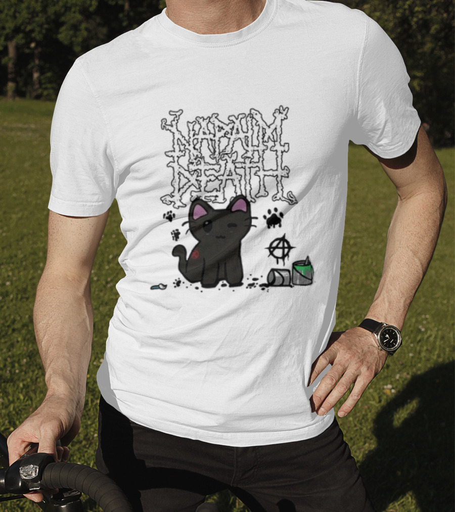 Napalm Death There Is No Authority But Cats Black Cat T-Shirt