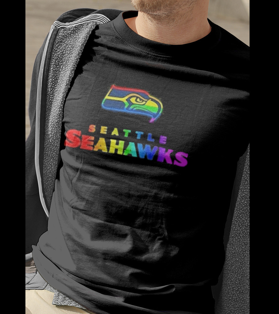 Seattle Seahawks Rainbow Pride NFL Team Logo LGBTQ+ T-Shirt