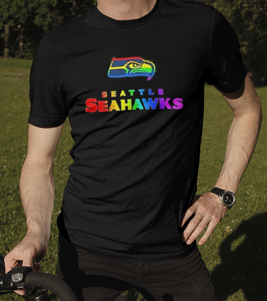 Seattle Seahawks Rainbow Pride NFL Team Logo LGBTQ+ T-Shirt