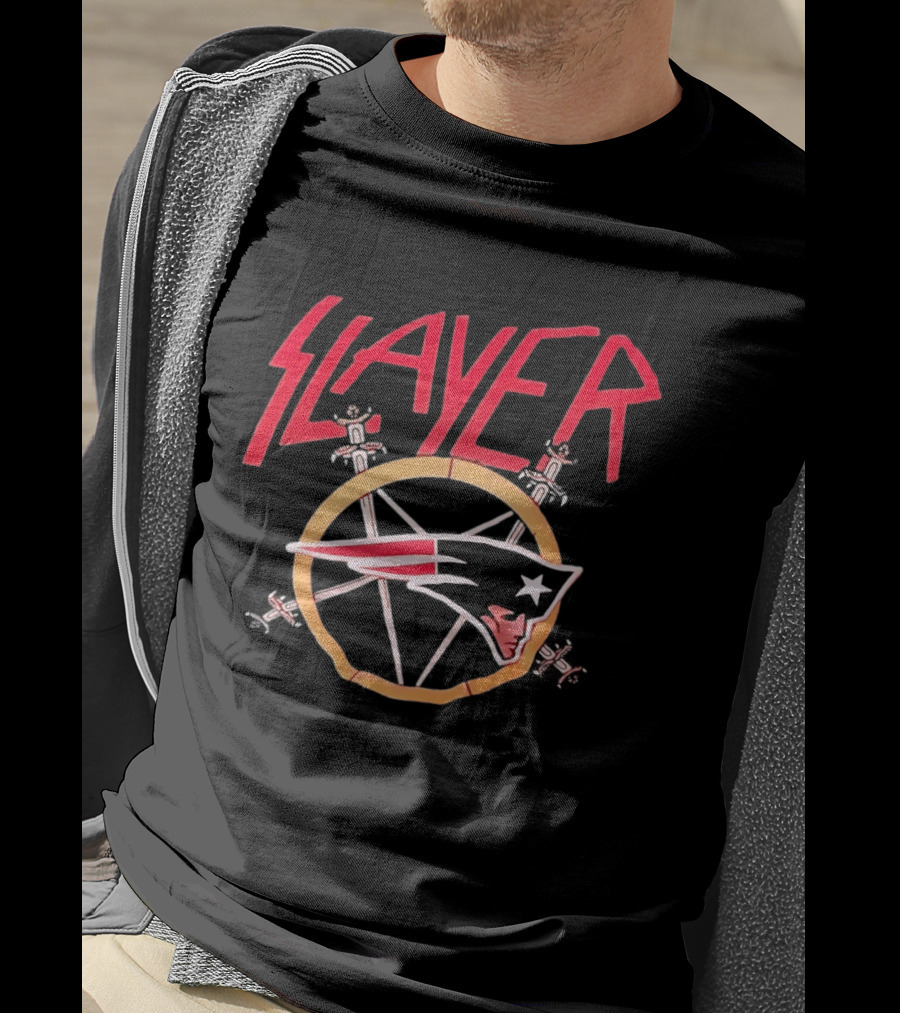 Slayer New England Patriots Collaboration Merchandising T-Shirt